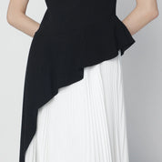SIMKHAI Zayla black and white pleated dress