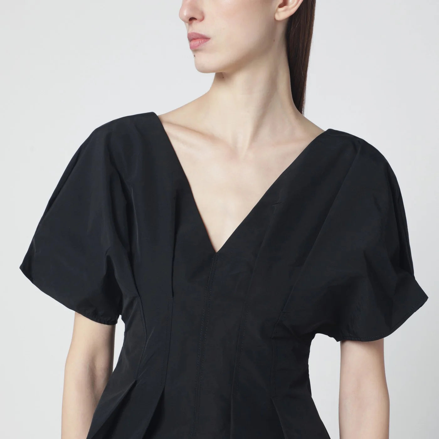 SIMKHAI Rozen black cotton faille top