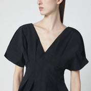 SIMKHAI Rozen black cotton faille top