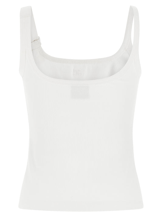 Courreges Buckle 90s Top — White Stretch Cotton Top