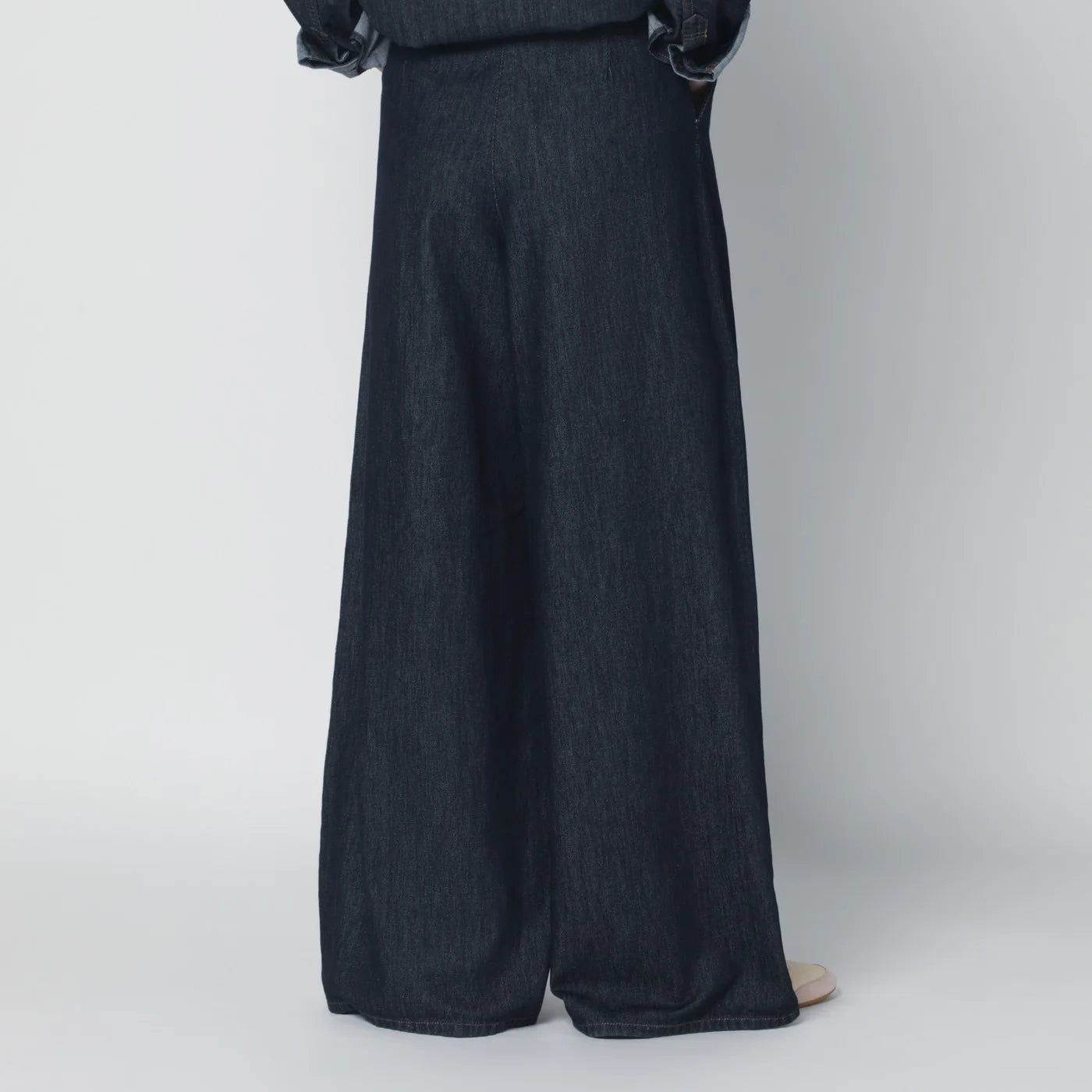 Dries Van Noten Indigo denim wide-leg trousers with pleats