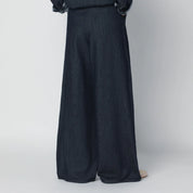 Dries Van Noten Indigo denim wide-leg trousers with pleats