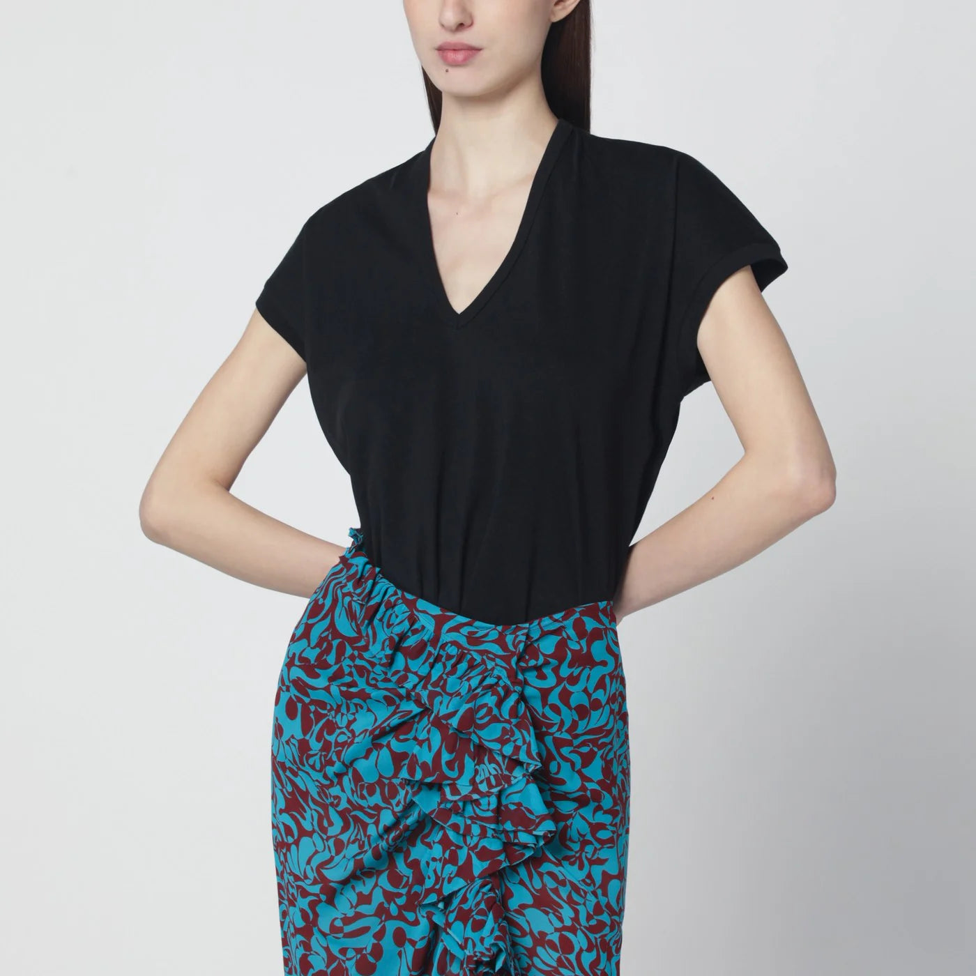 Dries Van Noten Black V-neck T-shirt