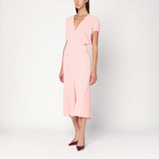 Vestido midi de satén rosa de Victoria Beckham