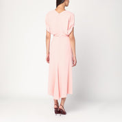 Vestido midi de satén rosa de Victoria Beckham