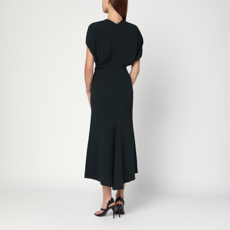 Victoria Beckham Vestido midi verde oscuro de satén