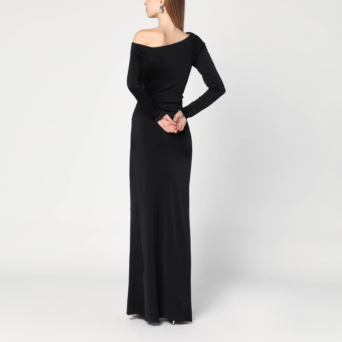 Vestido largo de jersey de viscosa negro de Victoria Beckham