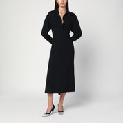 Vestido camisero midi de satén negro de Victoria Beckham