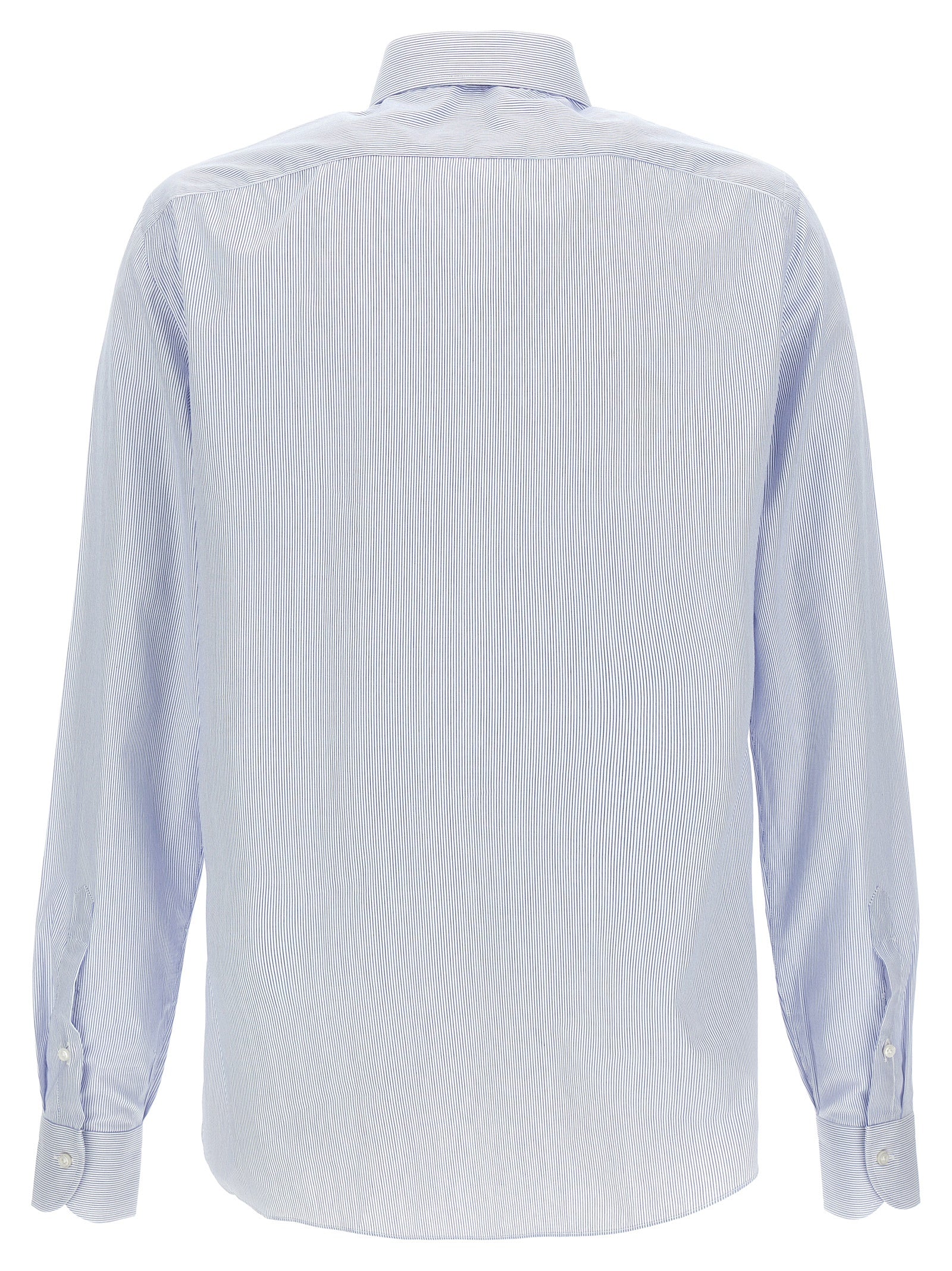 Borriello Striped Cotton Shirt — Light Blue, Men's