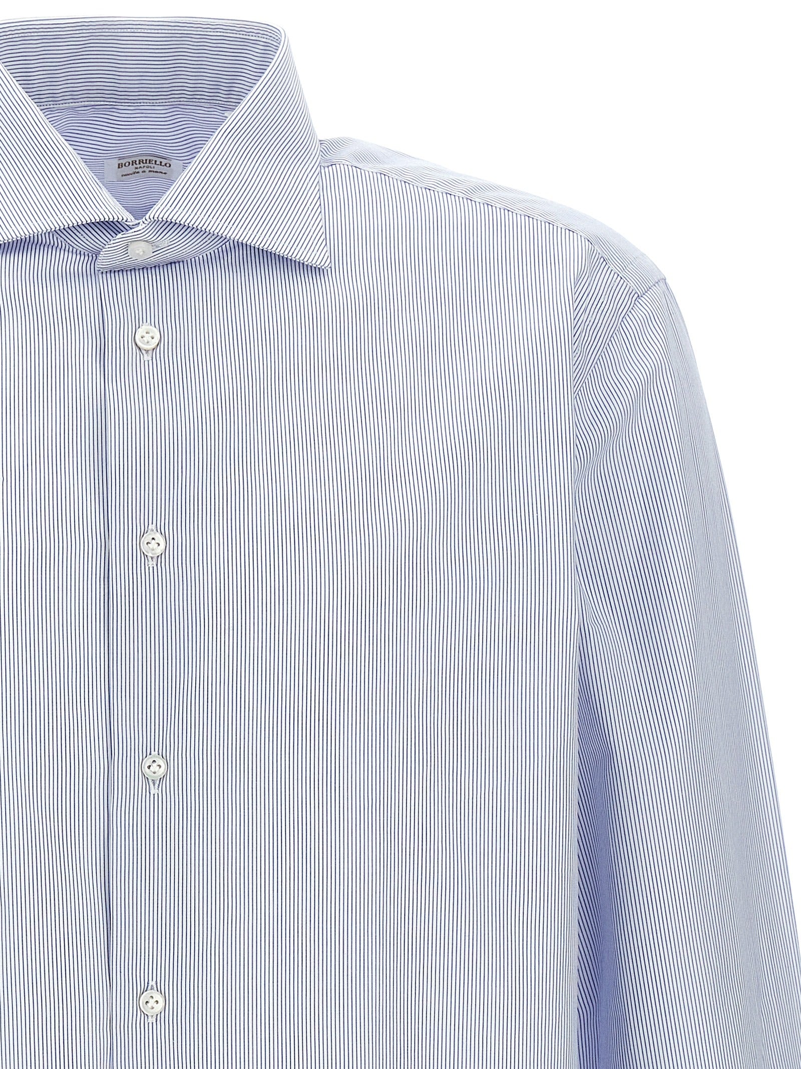 Borriello Striped Cotton Shirt — Light Blue, Men's