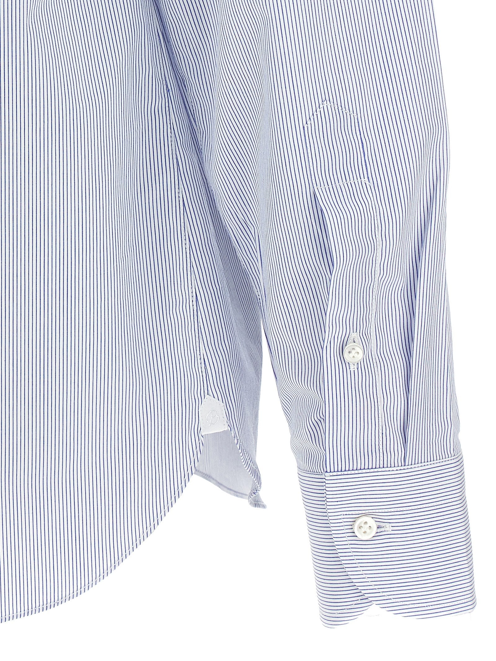 Borriello Striped Cotton Shirt — Light Blue, Men's