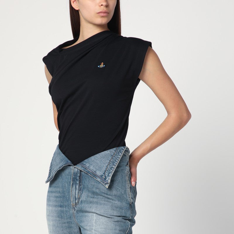 Vivienne Westwood Asymmetric black T-shirt with Orb logo