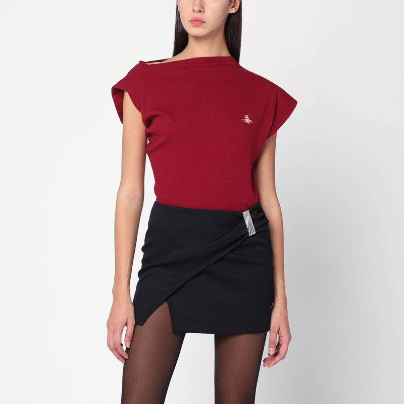 Vivienne Westwood Brick red asymmetrical T-shirt with Orb logo