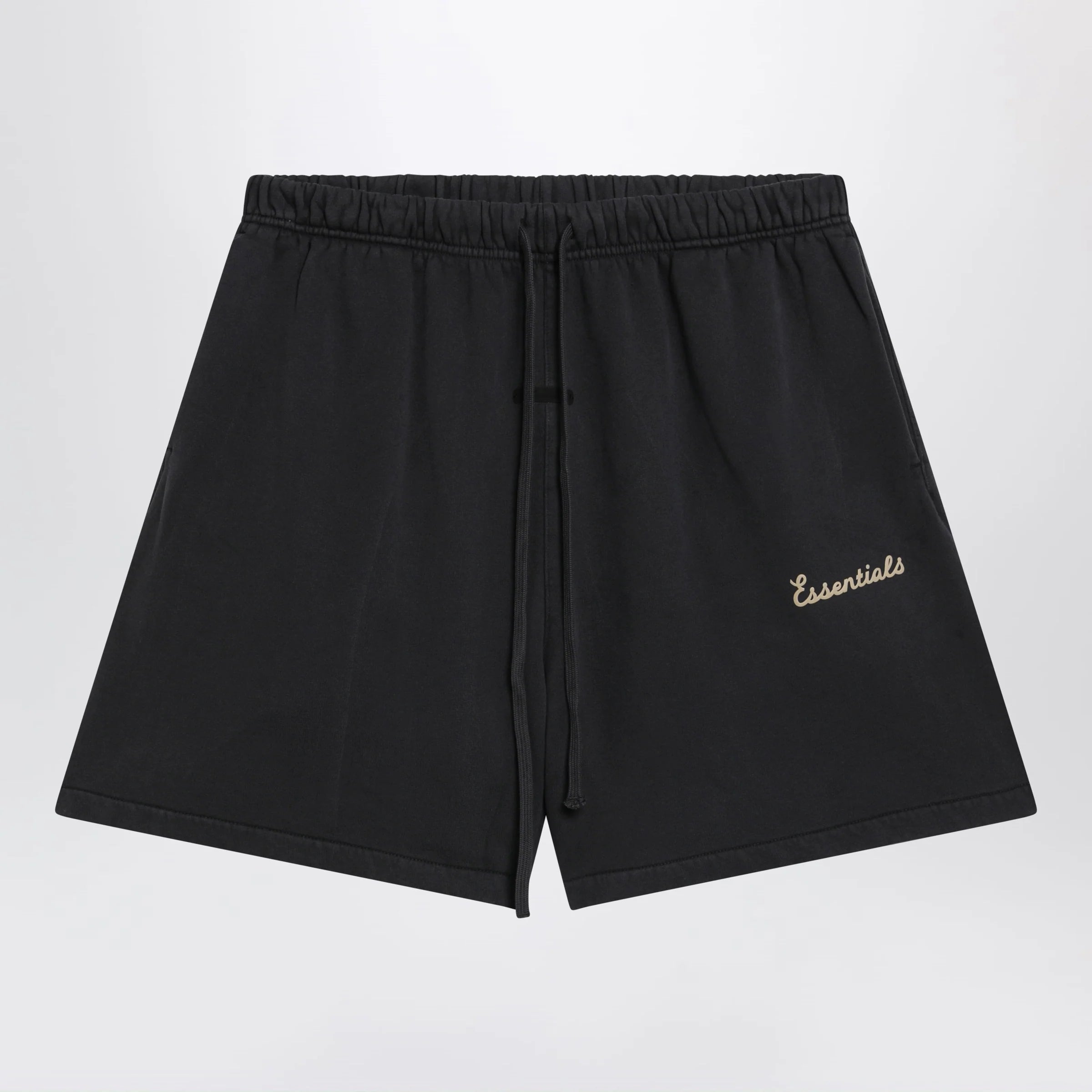 Fear of God Essentials Black cotton fleece shorts with logo