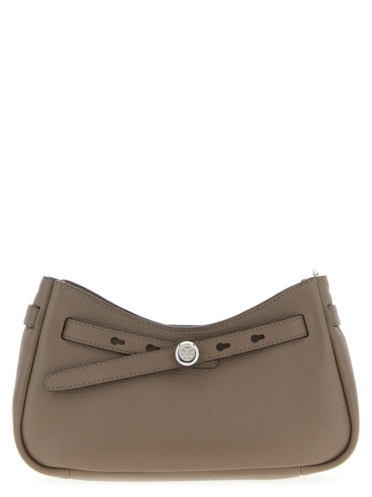 Tory Burch Romy Crossbody Bag — Brown Leather, W24×H13cm