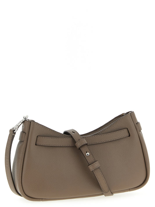 Tory Burch Romy Crossbody Bag — Brown Leather, W24×H13cm