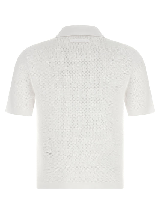 Tory Burch Pointelle Viscose Polo Shirt — White, Women