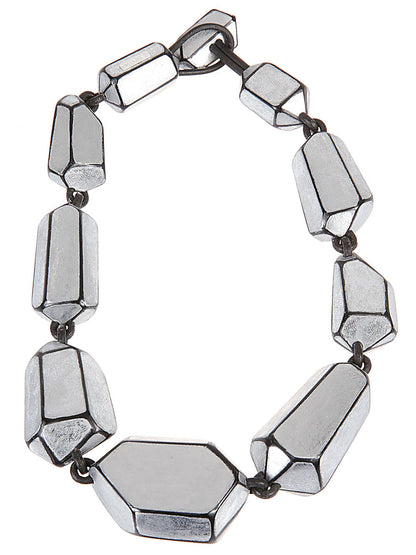Monies Bijoux Silver Choker Necklace — Knotted Faceted Detail
