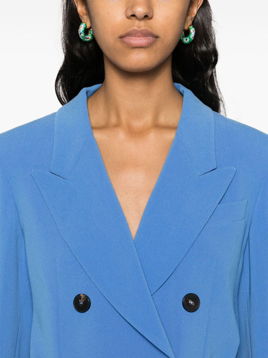 Alberto Biani Blue Double‑Breasted Crepe Jacket