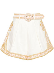 Short Zimmermann en lin beige brodé