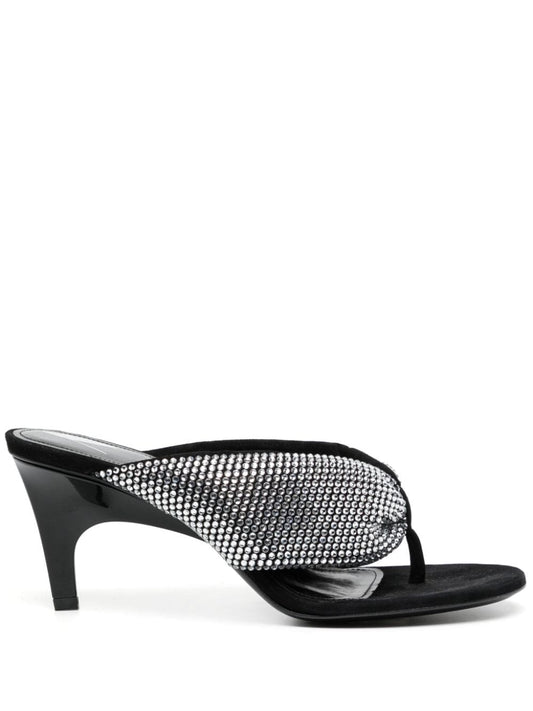 The Attico Sandals Silver high heel — Rhinestone Leather Sandals
