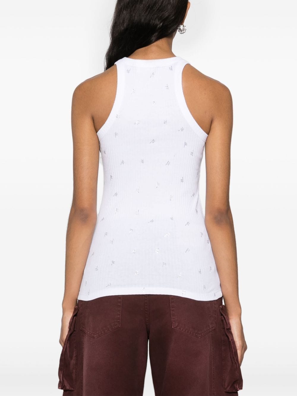 The Attico Top White cotton rhinestone detail