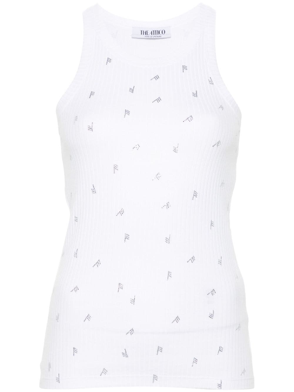 The Attico Top White cotton rhinestone detail