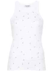 The Attico Top White cotton rhinestone detail