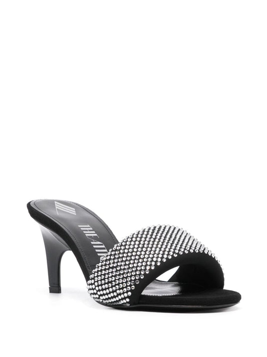 The Attico Silver Leather Mid Heel Sandals