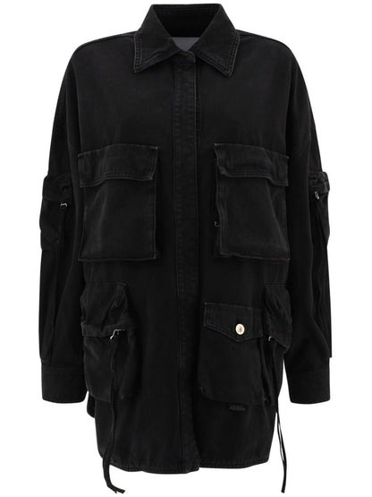 The Attico Coats Black — Cotton Cargo Coat