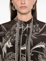 F.R.S . Shirts Brown silk botanical print