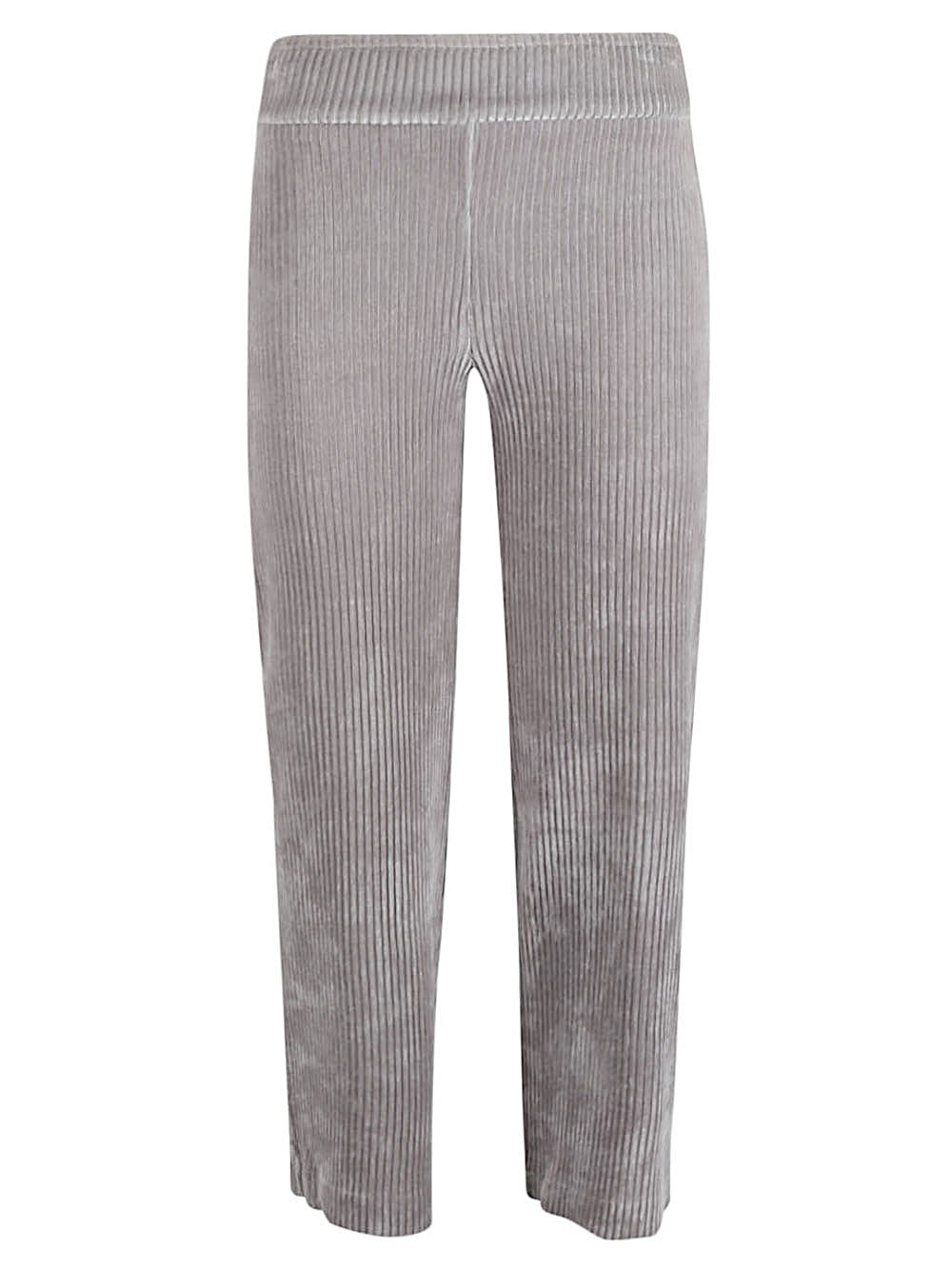 Pantalones Avenue Montaigne de terciopelo gris con pierna ancha