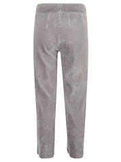 Pantalones Avenue Montaigne de terciopelo gris con pierna ancha