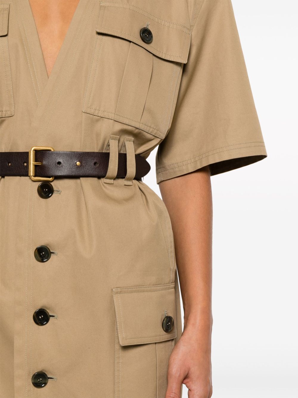 Saint Laurent Dresses Beige cotton belted dress