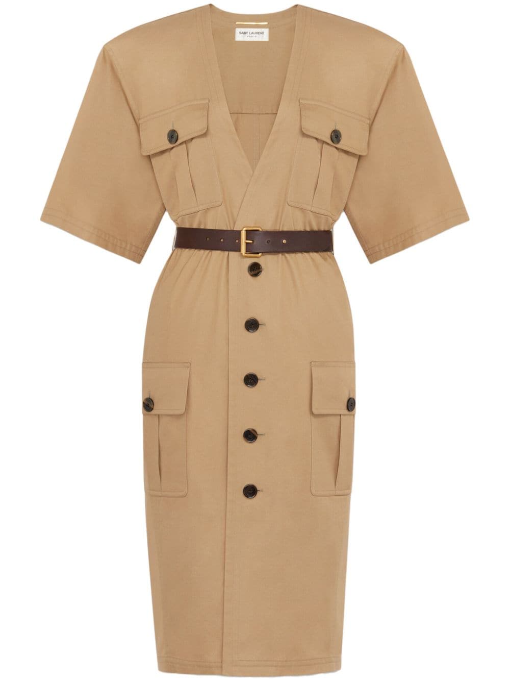Saint Laurent Dresses Beige cotton belted dress