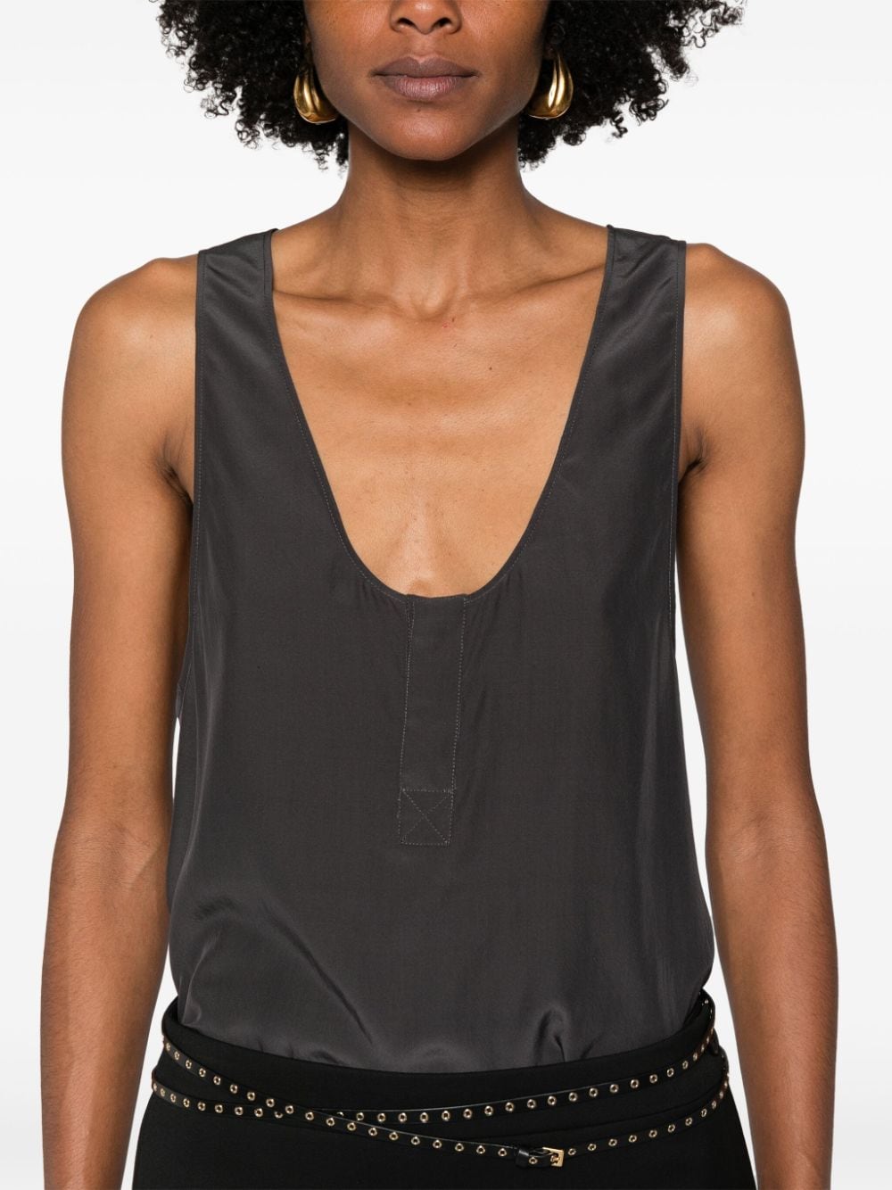 Top Saint Laurent Satén de seda gris