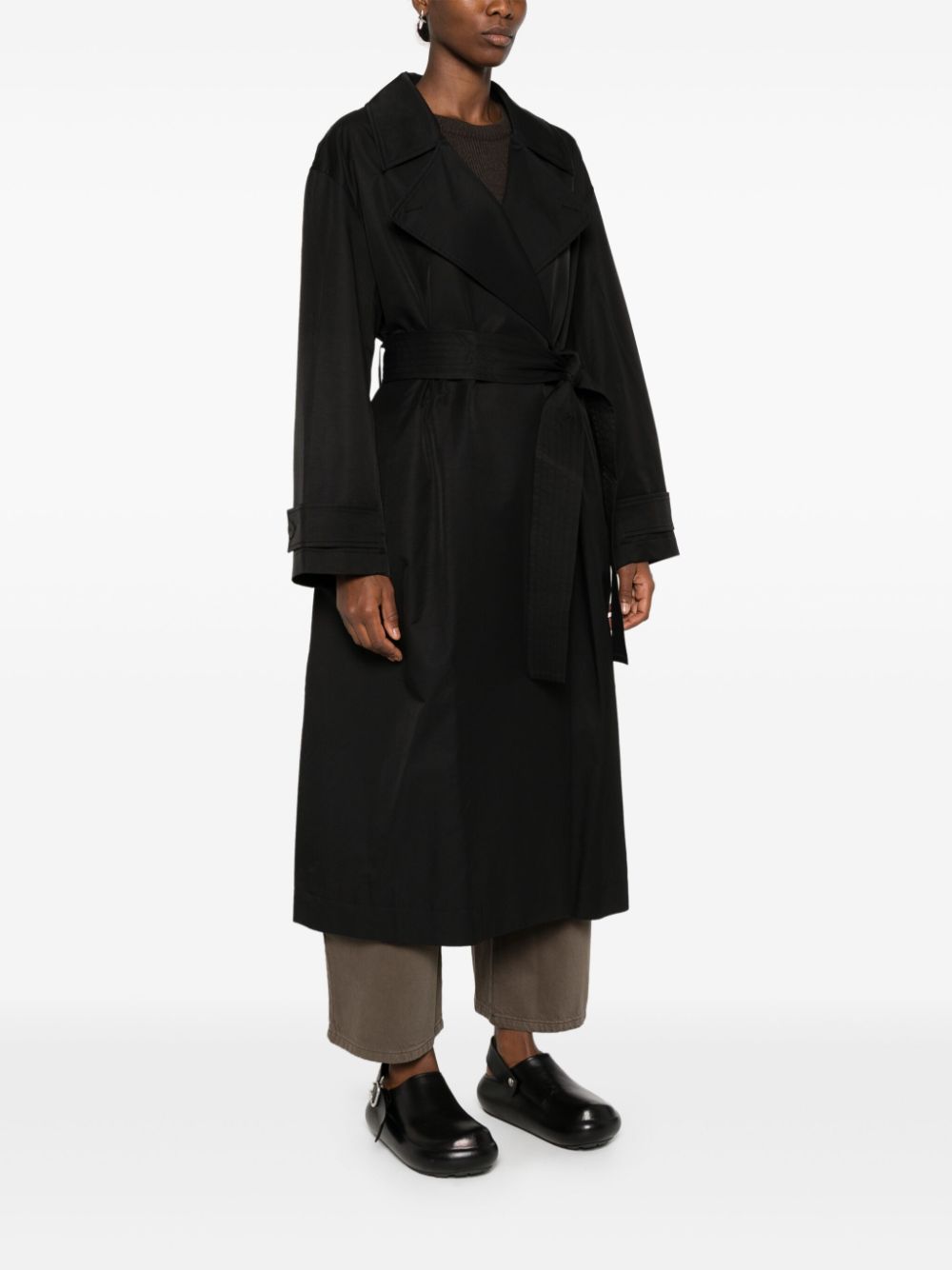 Studio Nicholson PRE Coats Black belted cotton blend