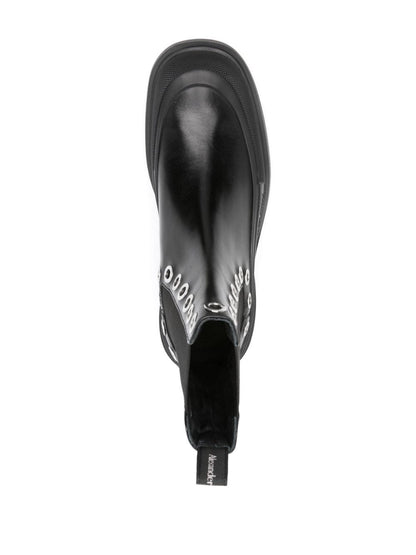 Alexander McQueen Black Eyelet Chelsea Boots