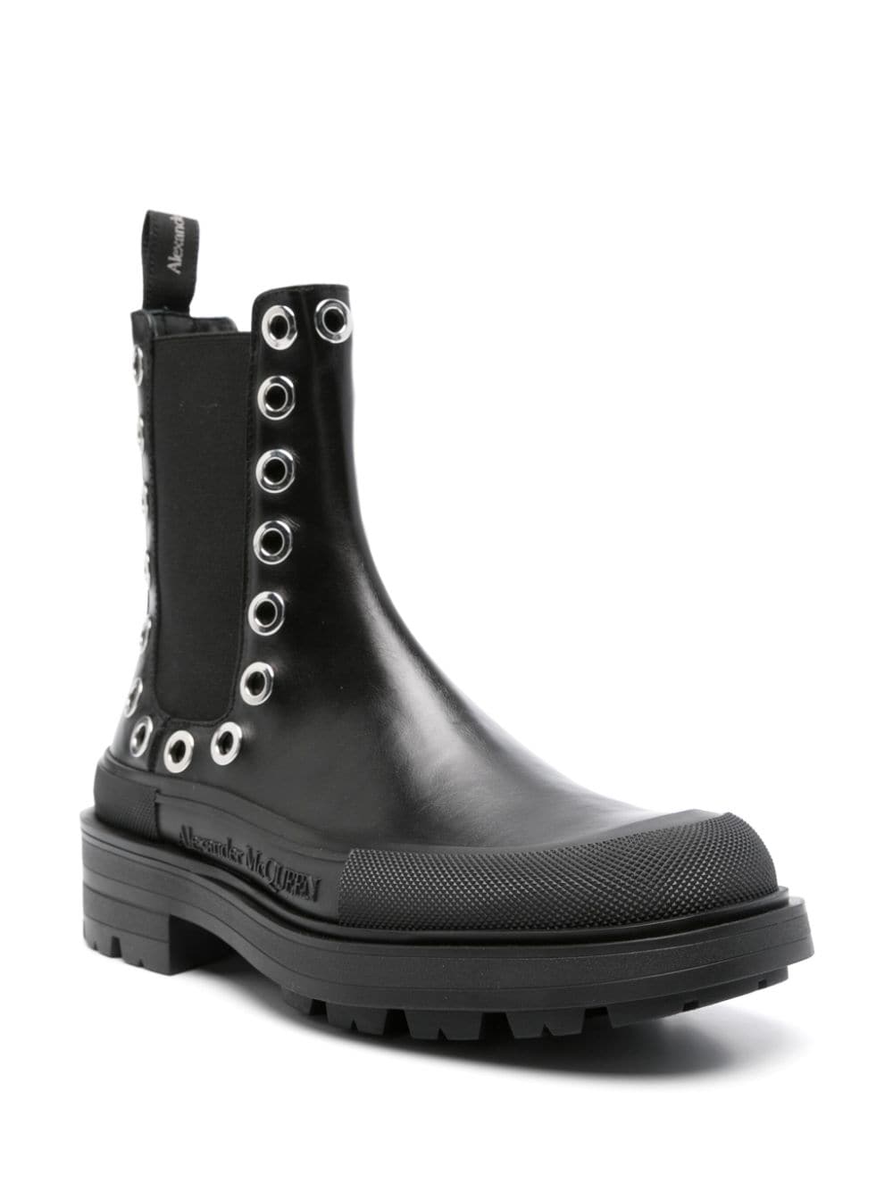 Alexander McQueen Black Eyelet Chelsea Boots