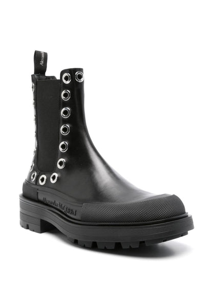 Alexander McQueen Black Eyelet Chelsea Boots