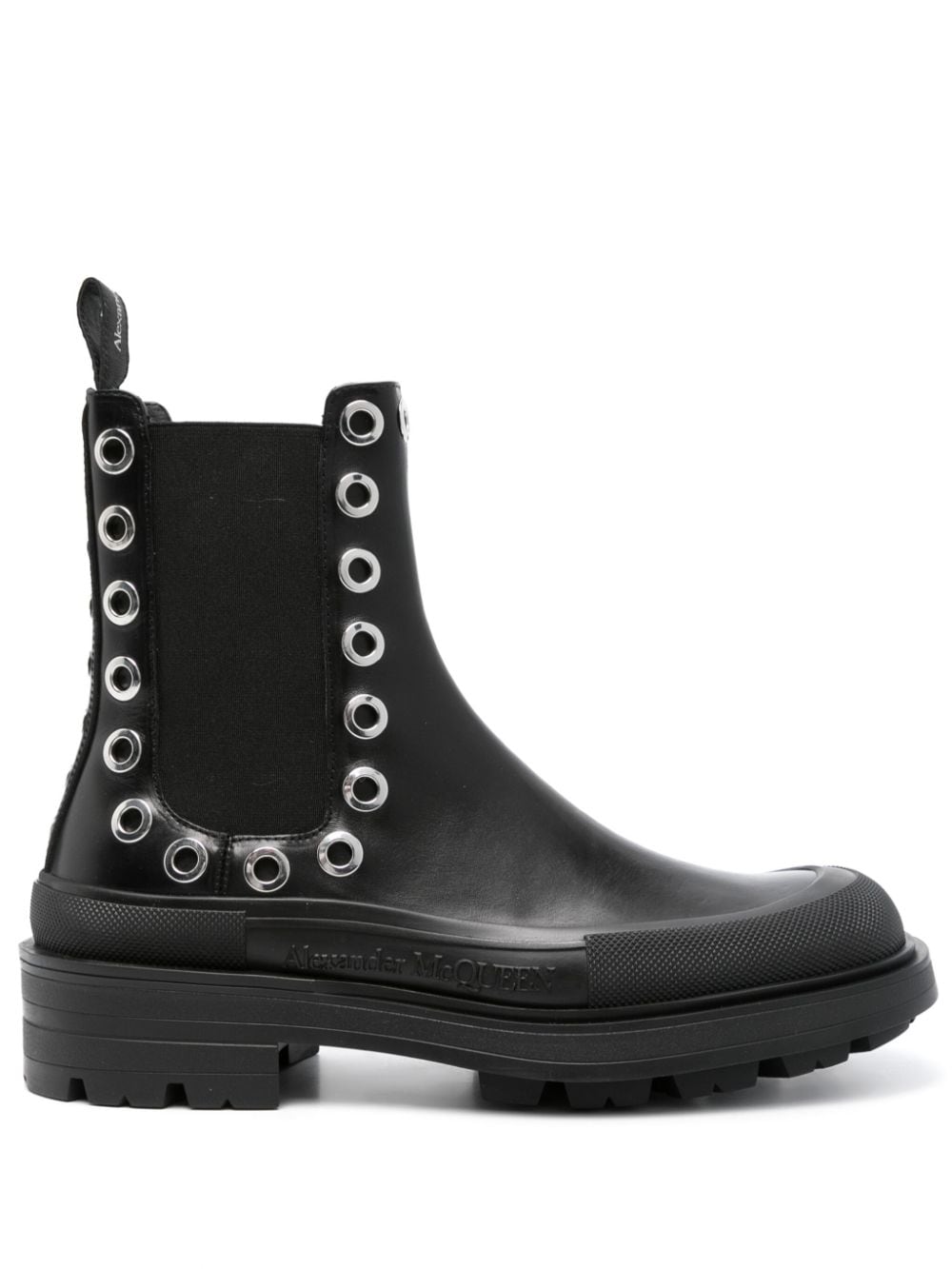 Alexander McQueen Black Eyelet Chelsea Boots