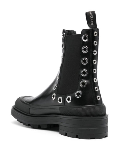 Alexander McQueen Black Eyelet Chelsea Boots