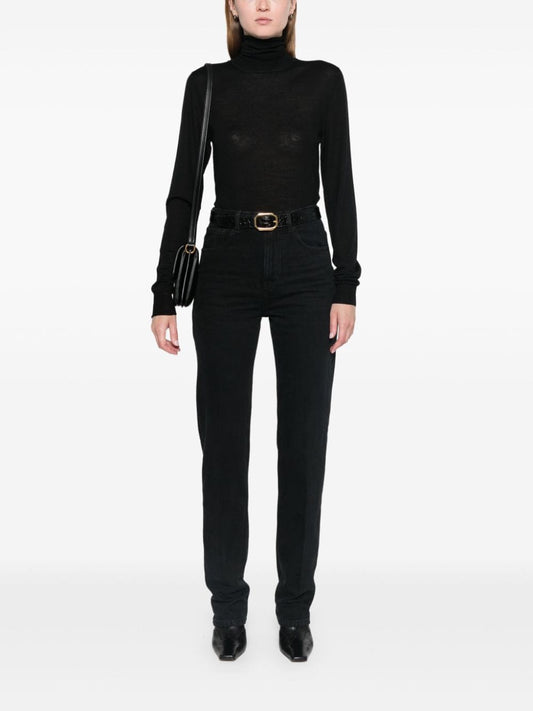Saint Laurent Jeans Black — Straight‑Leg Cotton Denim