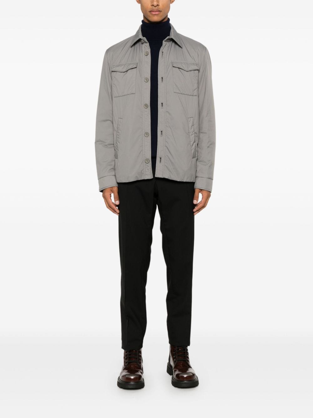 Chaquetas Herno Chaqueta de camisa de nailon ligero gris