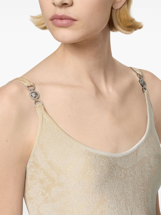 Versace Beige Barocco Jacquard Mini Dress