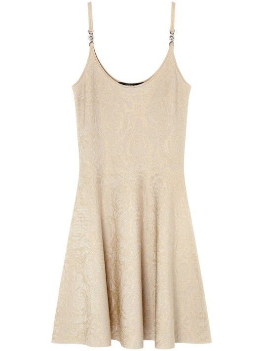 Versace Beige Barocco Jacquard Mini Dress