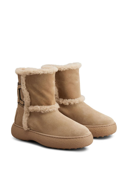 Tod'S Kate Suede & Shearling Ankle Boots — Beige, €X