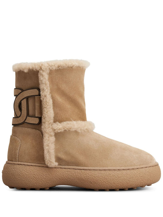 Tod'S Kate Suede & Shearling Ankle Boots — Beige, €X