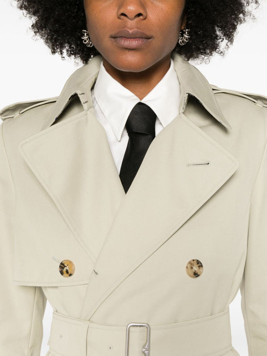 Burberry Grey Cotton Gabardine Trench Coat