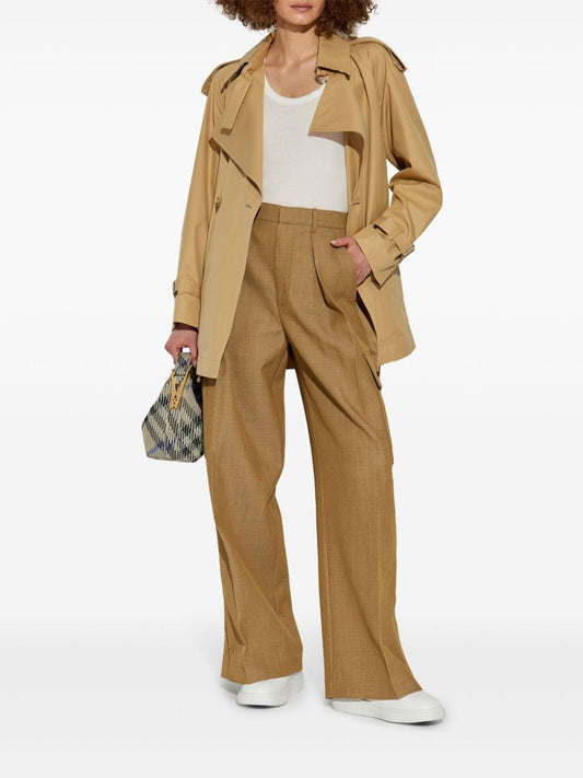 Burberry Coats Beige — Belted Cotton Gabardine Coat